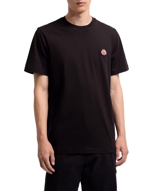 T-shirt in jersey di cotone con logo di Moncler in Black da Uomo