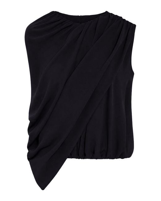 Balenciaga Black Silk Cady Cape Top