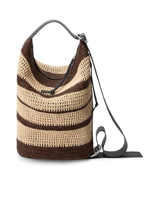 Loewe White Medium Raffia Loop Bucket for men