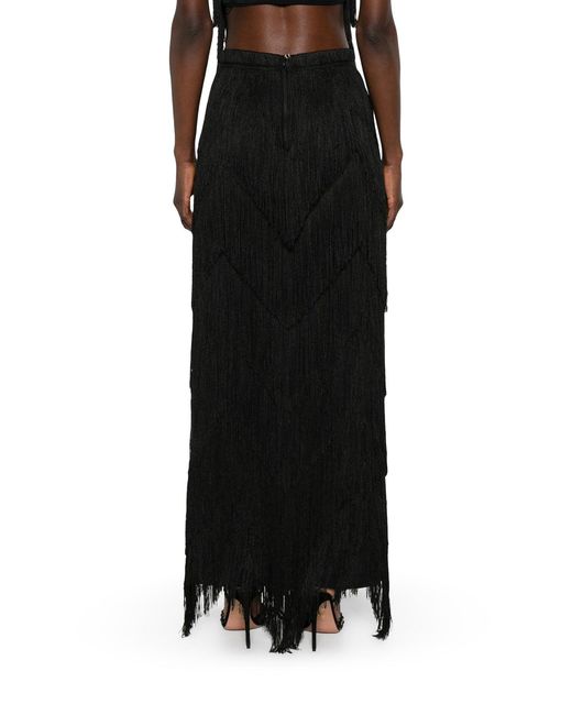 Bless Black Dara Long Skirt With Fringes