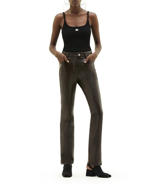 Courreges Black Reedition Rib Knit Tank Top