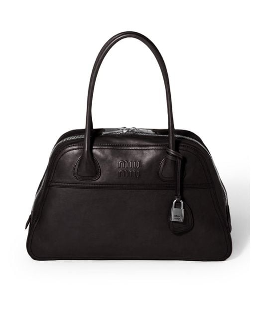 Miu Miu Black Vivant Medium Leather Bag