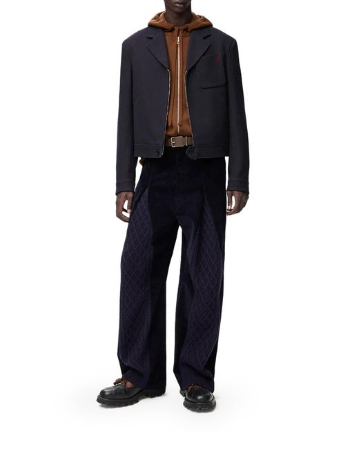 Loewe Blue Wool Zip-Up Jacket for men