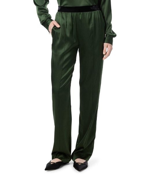 Tom Ford Green Stretch Silk Satin Trousers