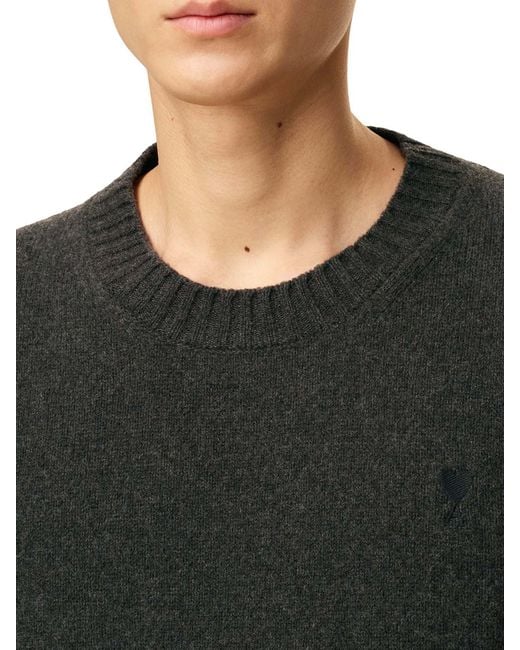 AMI Blue Ami De Coeur Cashmere Crew Neck Sweater for men