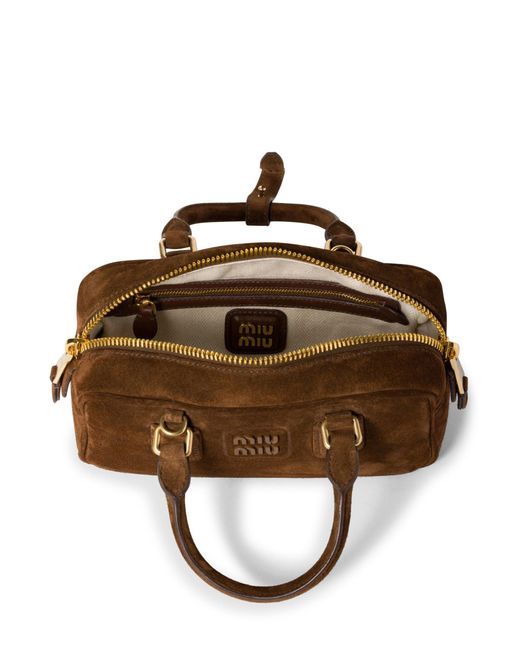 Bauletto arcadie in pelle scamosciata con imbottitura di Miu Miu in Brown
