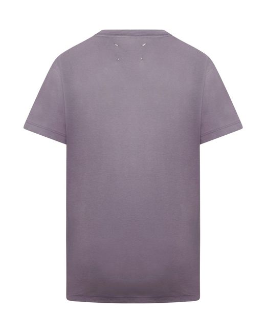 T-shirt in cotone con stampa logo reverse di Maison Margiela in Purple