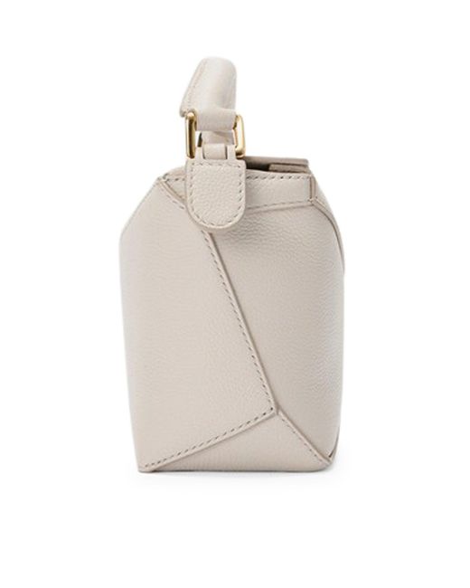 Borsa puzzle edge mini in pelle granata di Loewe in White