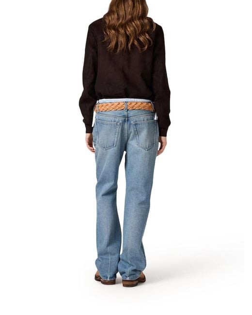 Miu Miu Blue Five-Pocket Washed Denim Trousers