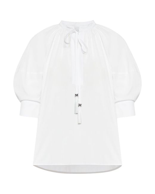 Max Mara White Cotton Shirt With Balloon Sleeves