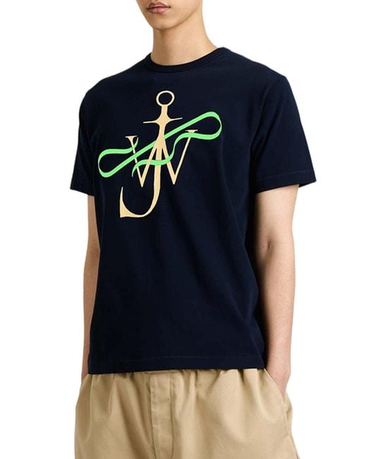 J.W. Anderson Blue "Ribbon Anchor" Cotton T-Shirt for men