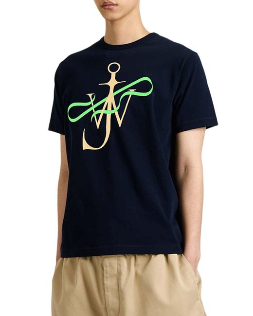 J.W. Anderson Blue "Ribbon Anchor" Cotton T-Shirt for men