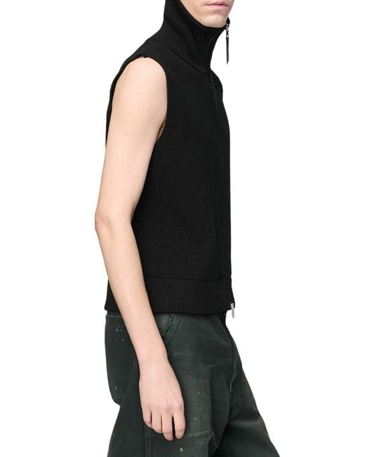Maison Margiela Black Zip Knit Gilet for men