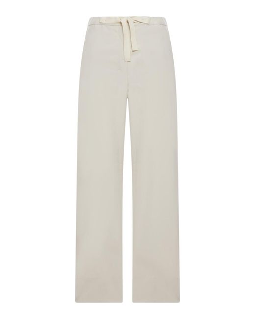 Max Mara White Cotton Drawstring Trousers