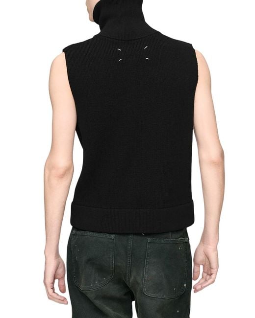 Maison Margiela Black Zip Knit Gilet for men