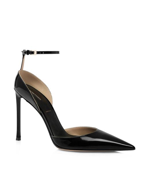 Tom Ford Black Vertigo Patent Leather Décolleté With Ankle Strap