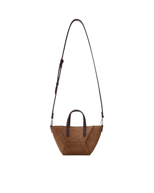 Brunello Cucinelli Brown Mini Suede Bag With Shoulder Strap