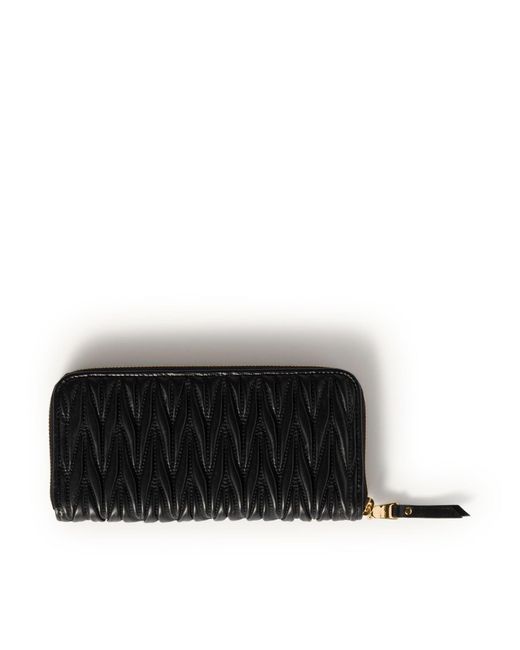Miu Miu Black Large Nappa Matelasse Wallet