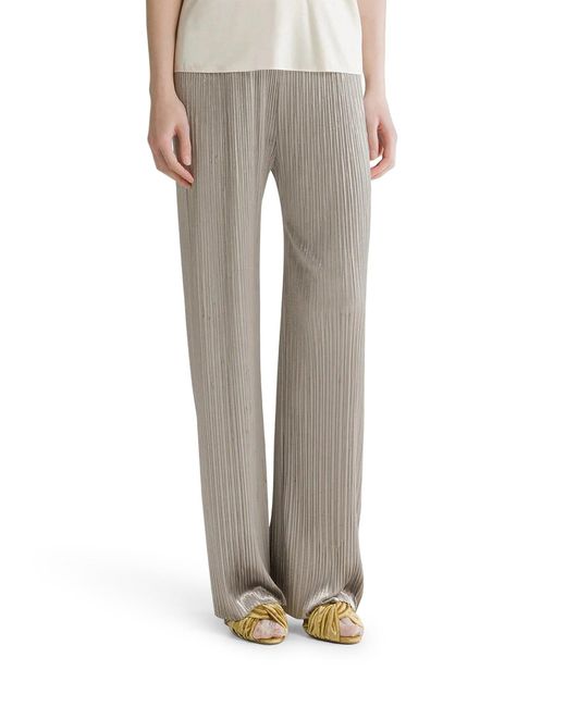 Forte_forte Gray Trousers With An Elasticated Waist And Irregular Pleating