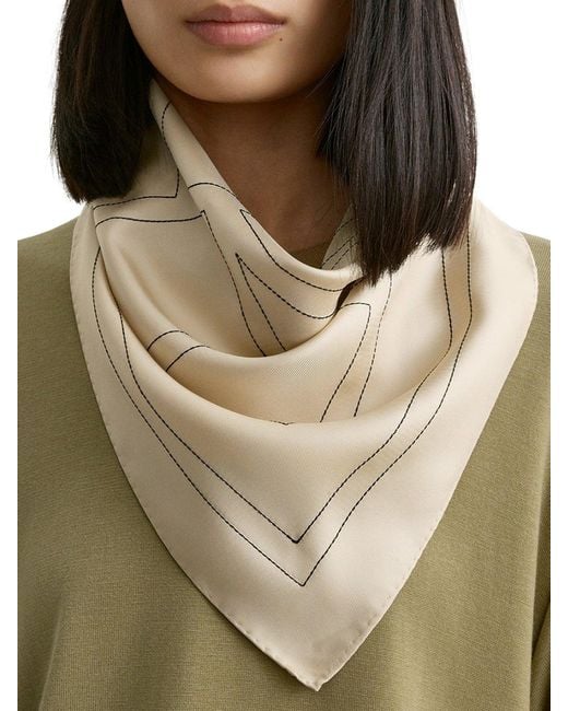 Totême Natural Silk Scarf With Monogram Embroidery