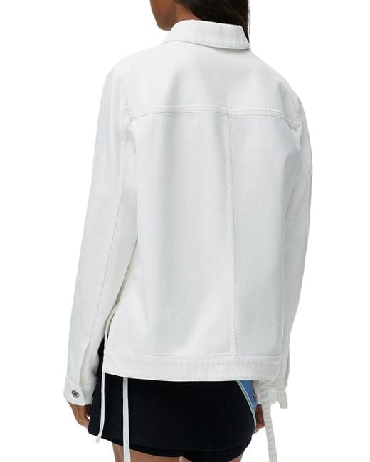 Loewe White X Paula's Ibiza Denim Jacket With Applied Leather Pocket