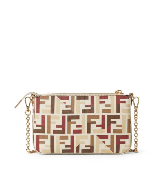 Pouch con catena in tessuto di Fendi in White