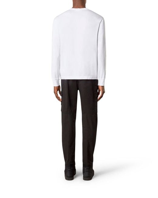 Stone Island White Long Sleeve T-shirt With Compass Patch for men