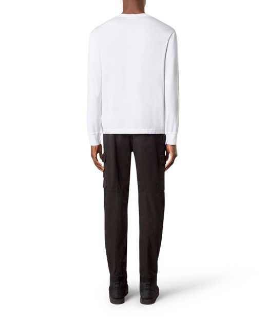 T-shirt a manica lunga con patch compass di Stone Island in White da Uomo