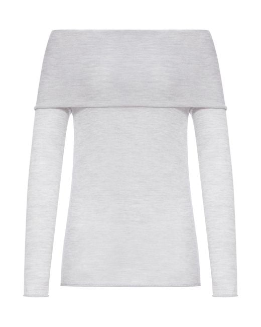 Roberto Collina White Silk And Cashmere Boat Neck Sweater