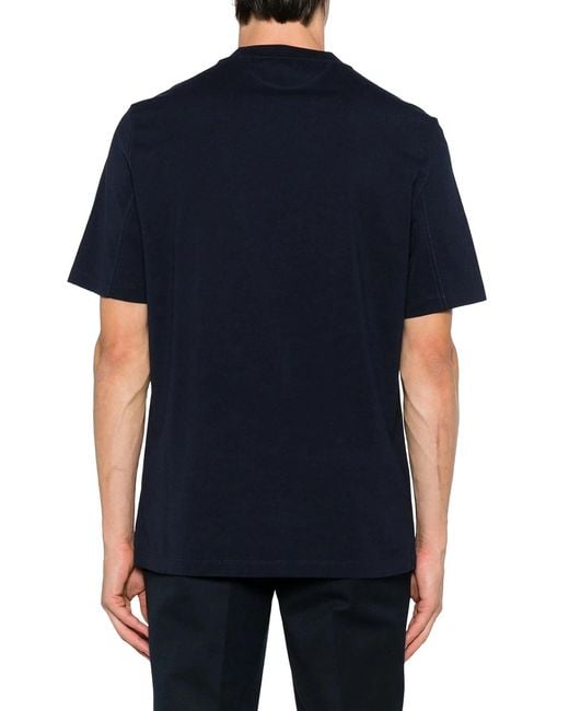 Brunello Cucinelli Black Cotton T-shirt With Contrasting Logo Print for men