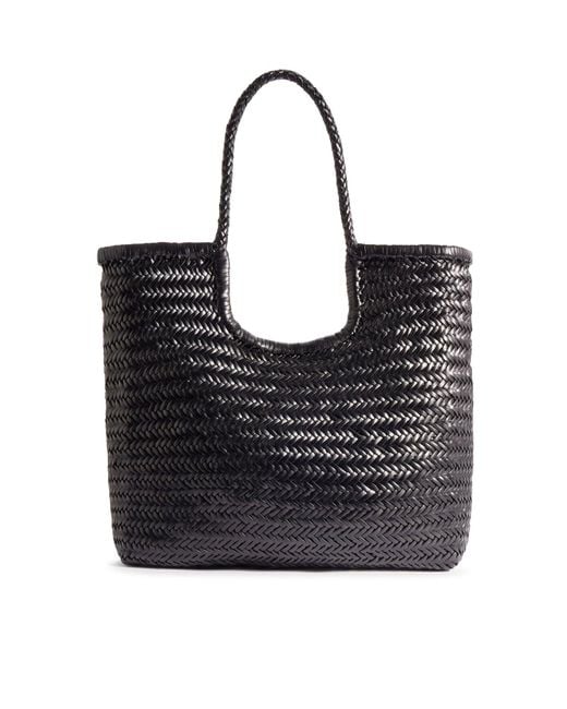 Dragon Diffusion Black Ns Diagonal Leather Tote Bag