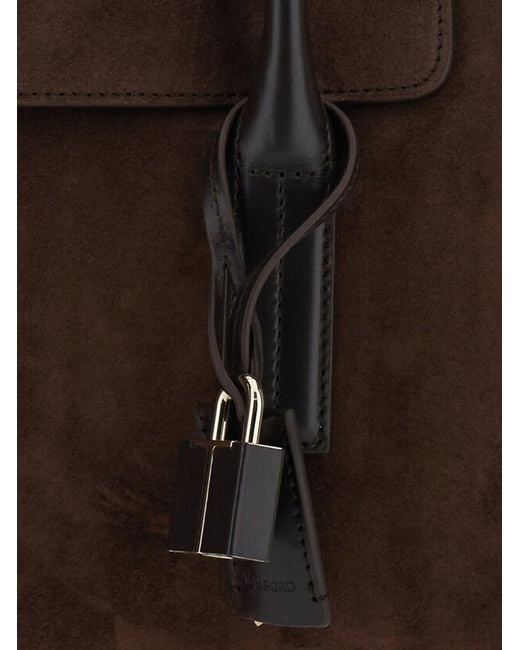 Tom Ford Brown Large Eclipse Suede Bag
