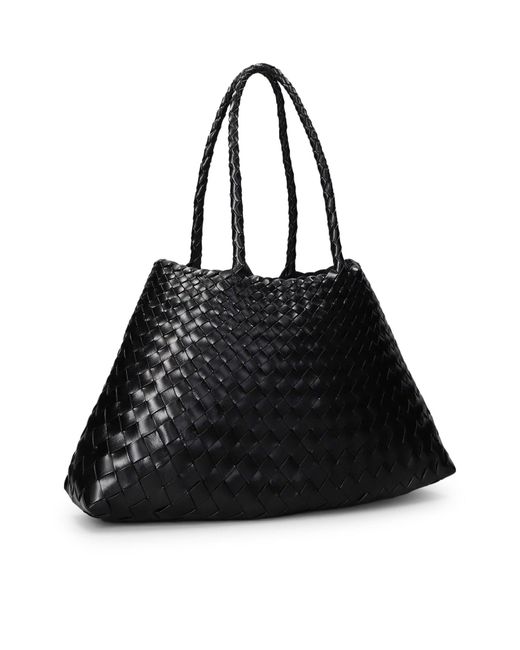 Dragon Diffusion Black Santa Croce Big Bag In Woven Leather