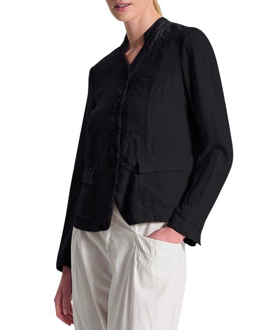 Transit Blue Stretch Linen Blend Jacket
