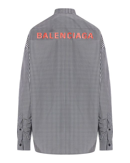 Balenciaga Gray Logo-print Checked Shirt