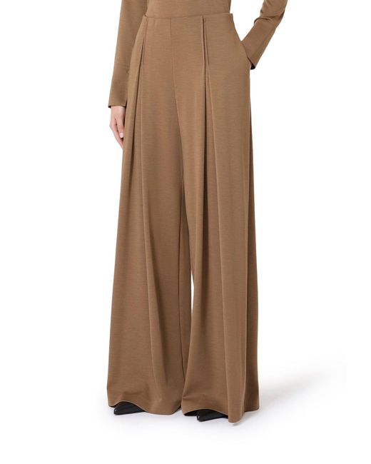 Max Mara Pure Brown Wool Jersey Trousers