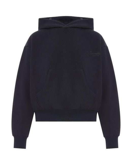 Fear Of God Blue Cotton Blend Hoodie With Logo
