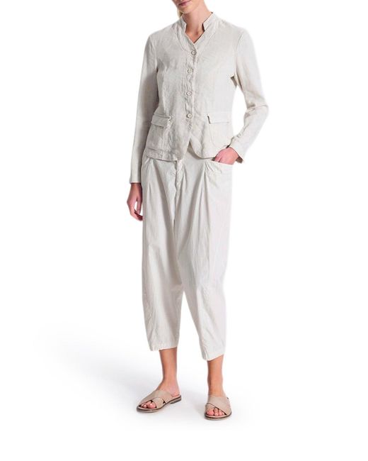 Transit White Stretch Linen Blend Jacket