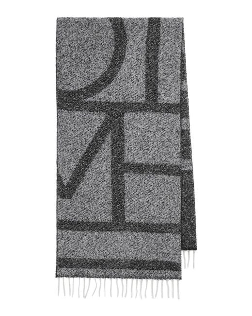 Totême Gray Jacquard Scarf With Monogram