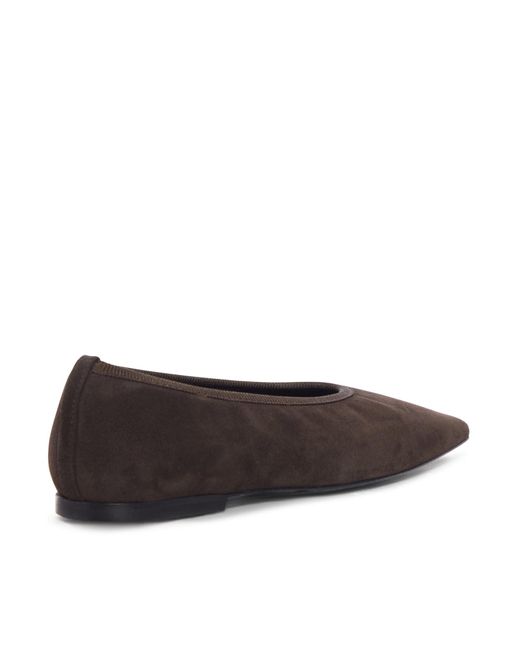 Totême  Brown Minimalist Suede Ballet Flats