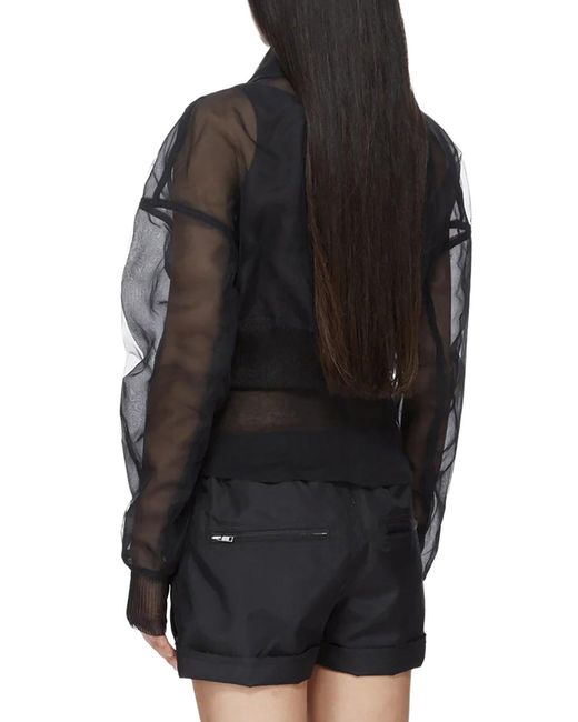 Rick Owens Black Cropped Dracucollar Bomber