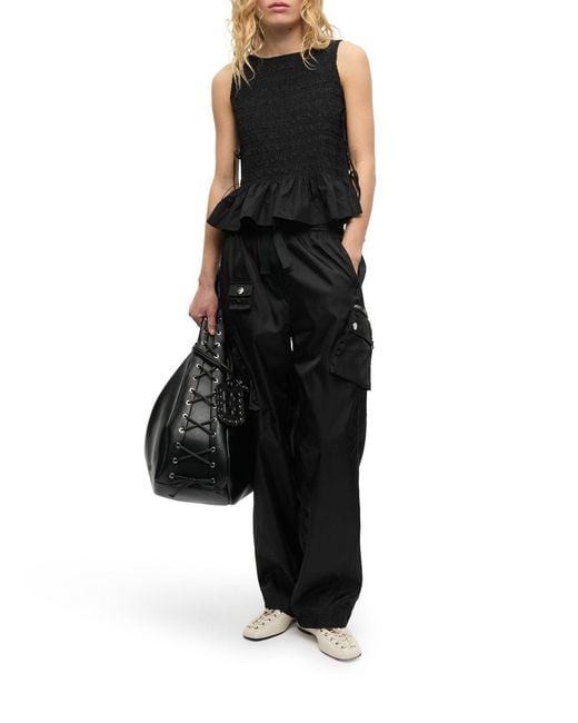 Ganni Black Cotton Top With Layers