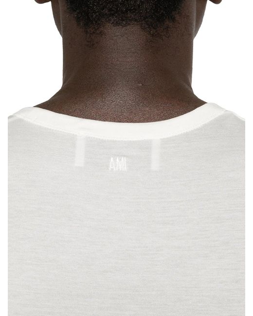 AMI White Cotton Top With Ami De Coeur Embroidery for men