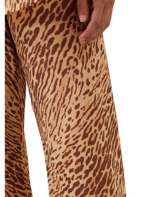 Zimmermann Natural Wide Leg Pants With Animal Print