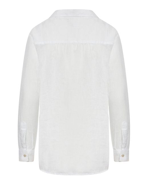 Camicia asimmetrica in lino di 120% Lino in White
