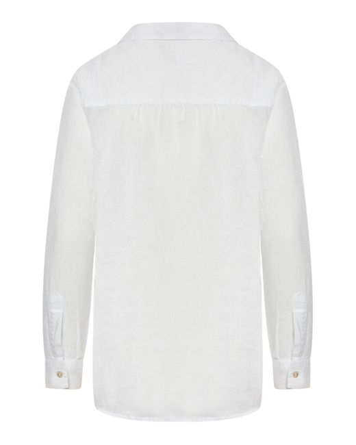 Camicia asimmetrica in lino di 120% Lino in White