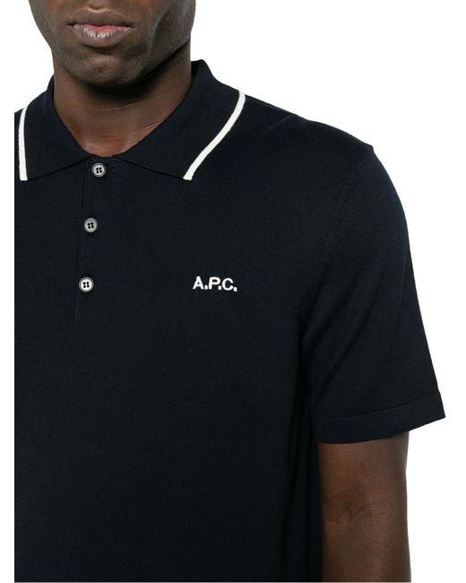 A.P.C. Black Flynn Cotton Polo Shirt for men