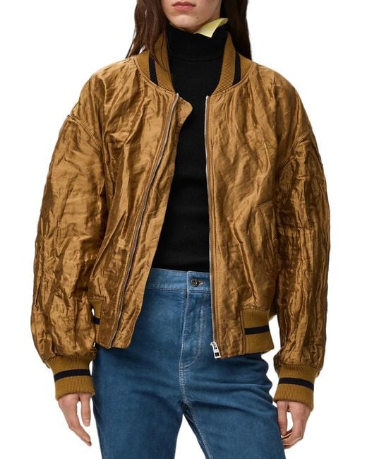 Loewe Brown Technical Fabric Bomber Jacket