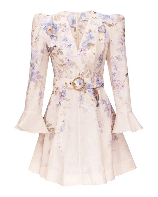 Zimmermann Pink Mini Dress With Deep Neckline
