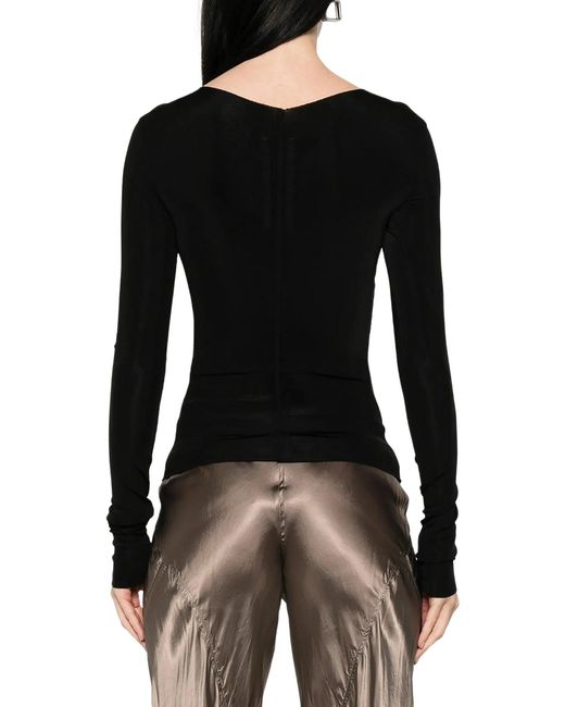 Rick Owens Blue Fitted Temple Top With V-neck Back